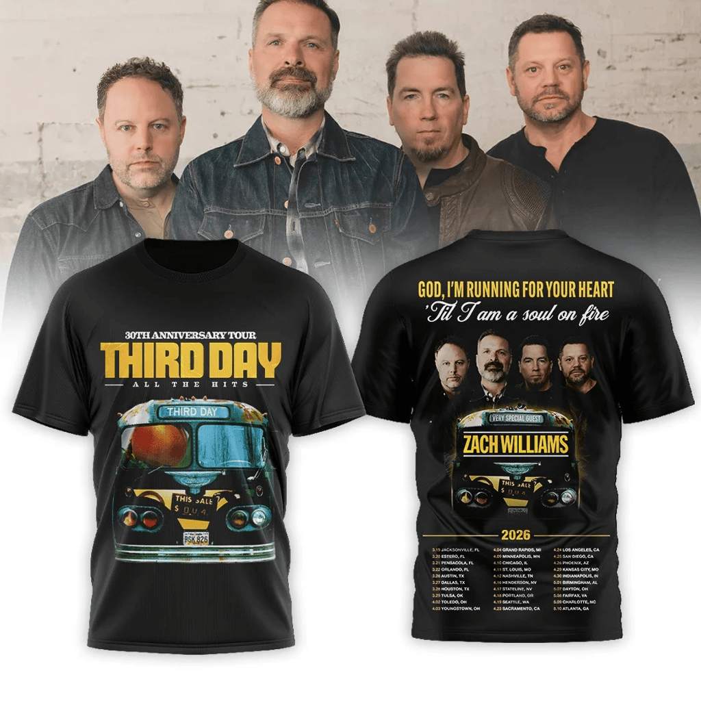 Third Day 30Th Anniversary Tour 2026 All The Hits With Zach Williams Shirt Third Day Merch