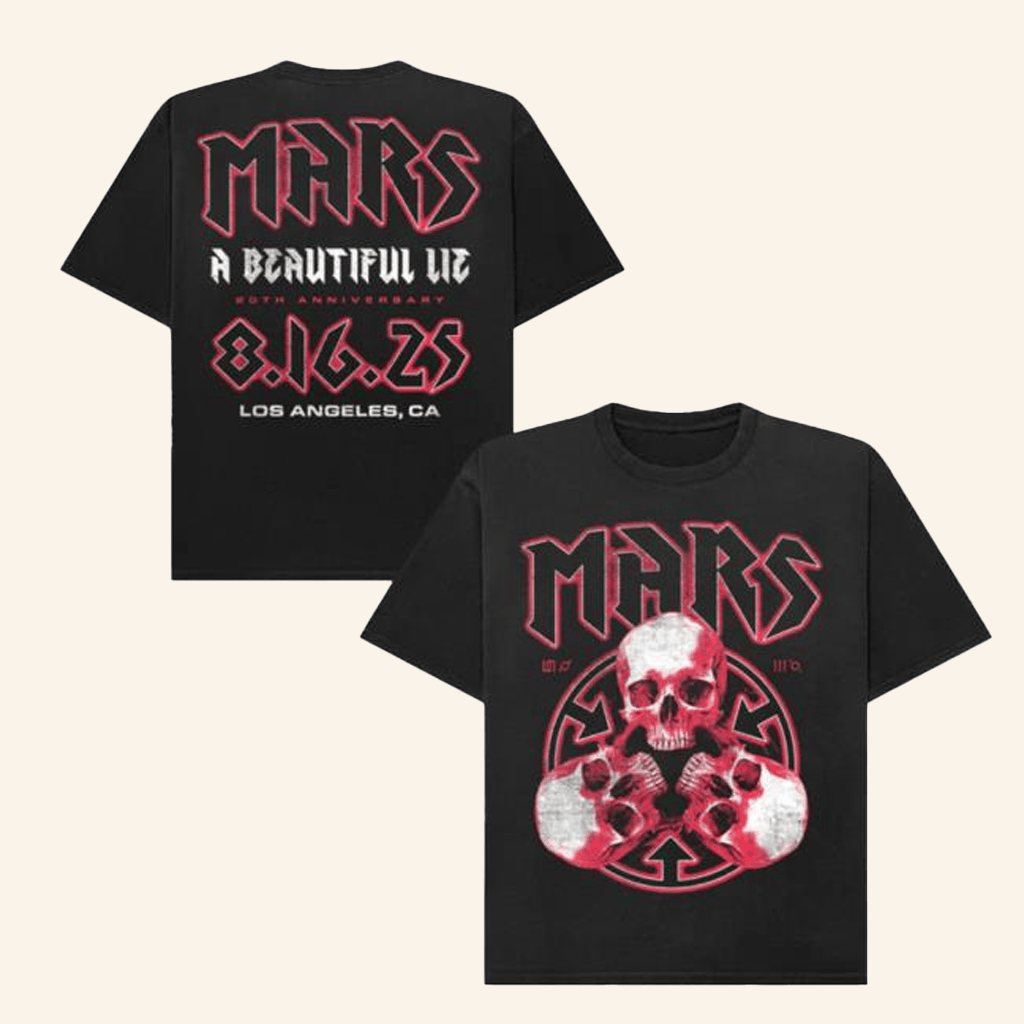 Thirty Seconds To Mars Merch A Beautiful Lie 20Th Anniversary 3 Skull T-Shirt Fans Gifts Thirty Seconds To Mars Merch A Beautiful Lie 20Th Anniversary 3 Skull T-Shirt Fans Gifts