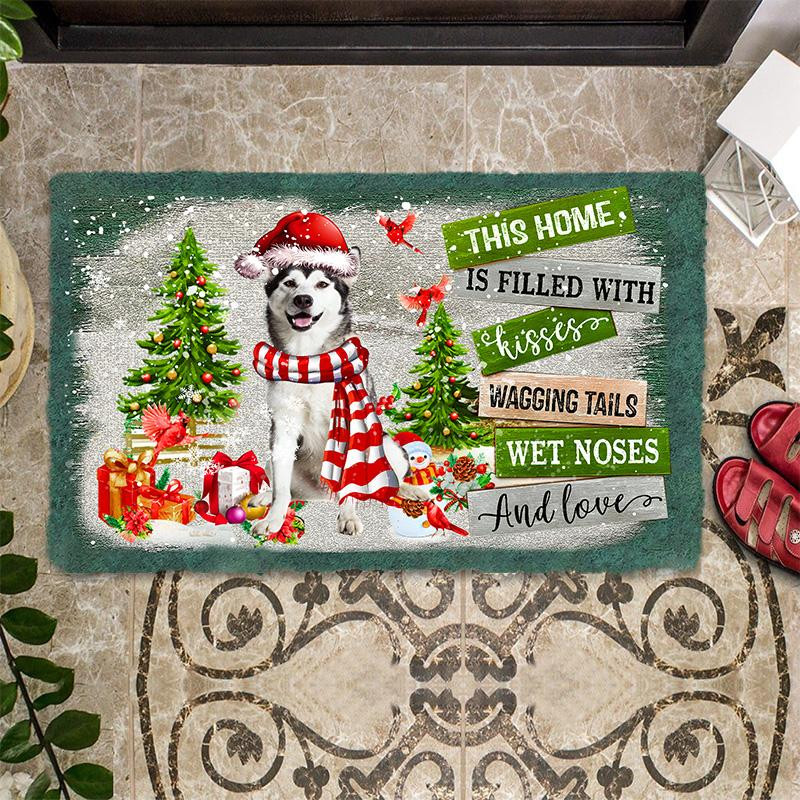 This Home Is Filled With Kisses Alaskan Doormat Pet Door Mat Perfect Gift For Dog Lovers