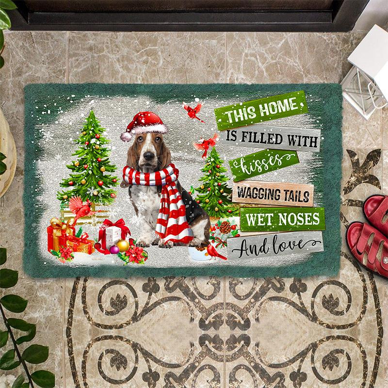 This Home Is Filled With Kisses Basset Hound Doormat Dog Welcome Mat Funny Dog Owner Gifts
