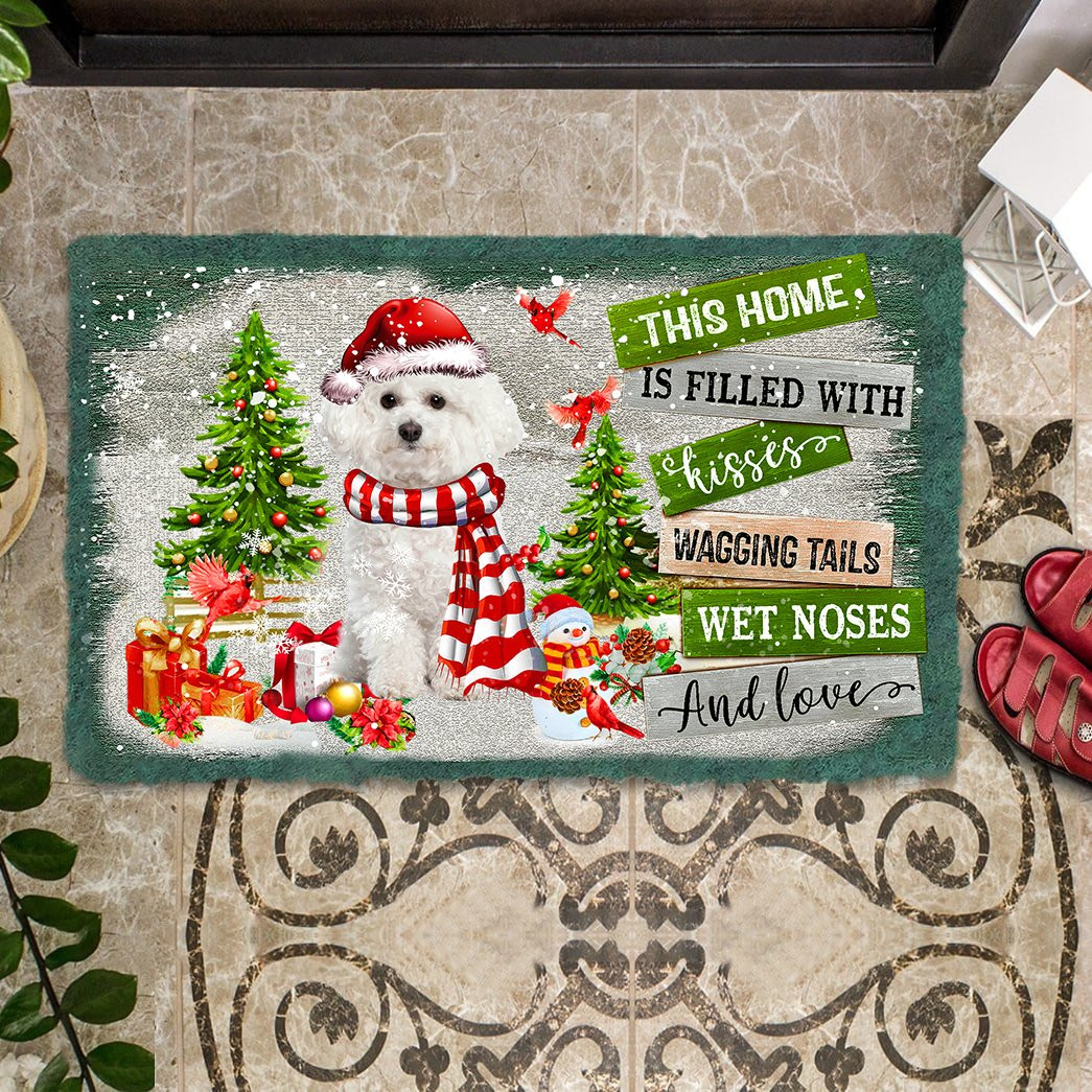 This Home Is Filled With Kisses Bichon Frise Doormat Door Decorating Ideas Dog Themed Gifts