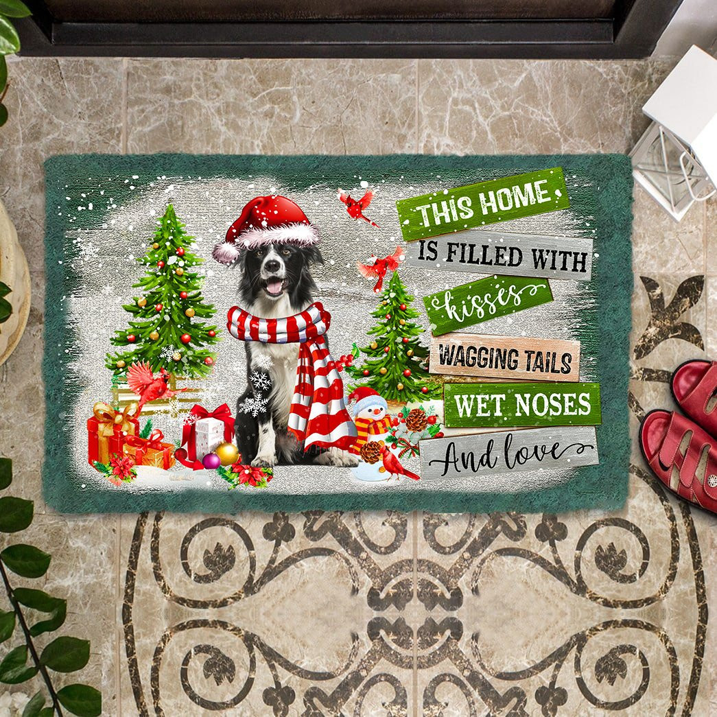 This Home Is Filled With Kisses Border Collie Doormat Front Door Decor Presents For Dog Owners