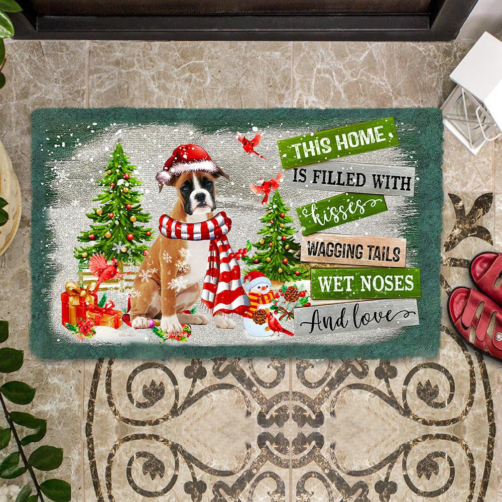 This Home Is Filled With Kisses Boxer Doormat Dog Themed Doormats Best Presents For Dog Lovers