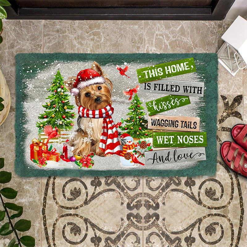 This Home Is Filled With Kisses Golden Yorkshire Terrier Doormat Yorkshire Terrier Merchandise