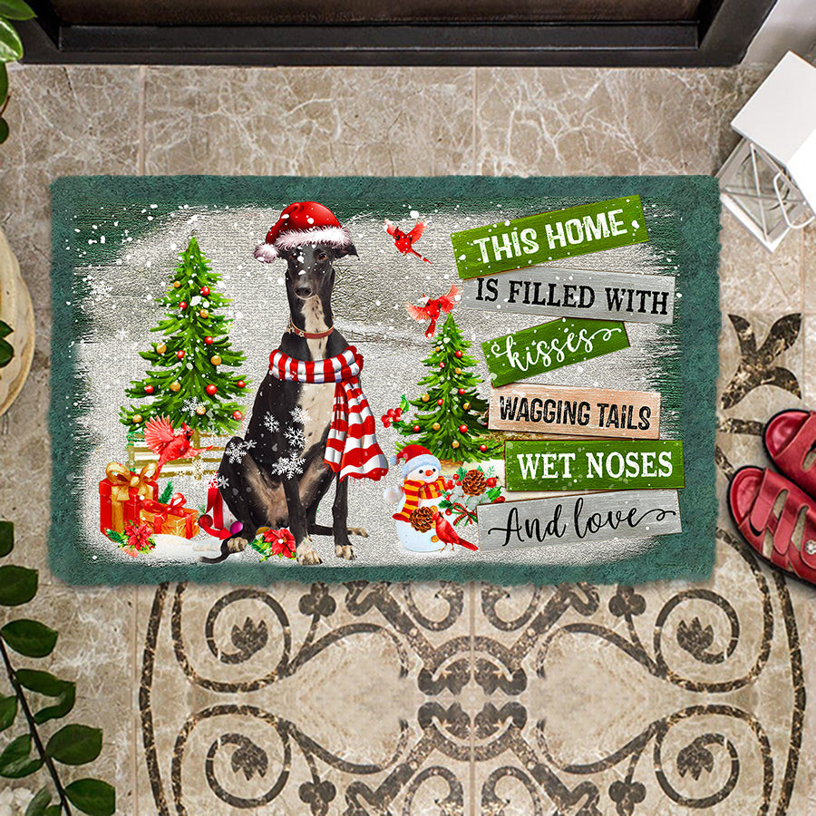 This Home Is Filled With Kisses Greyhound Doormat Dog Welcome Mat Gift For Dog Lover