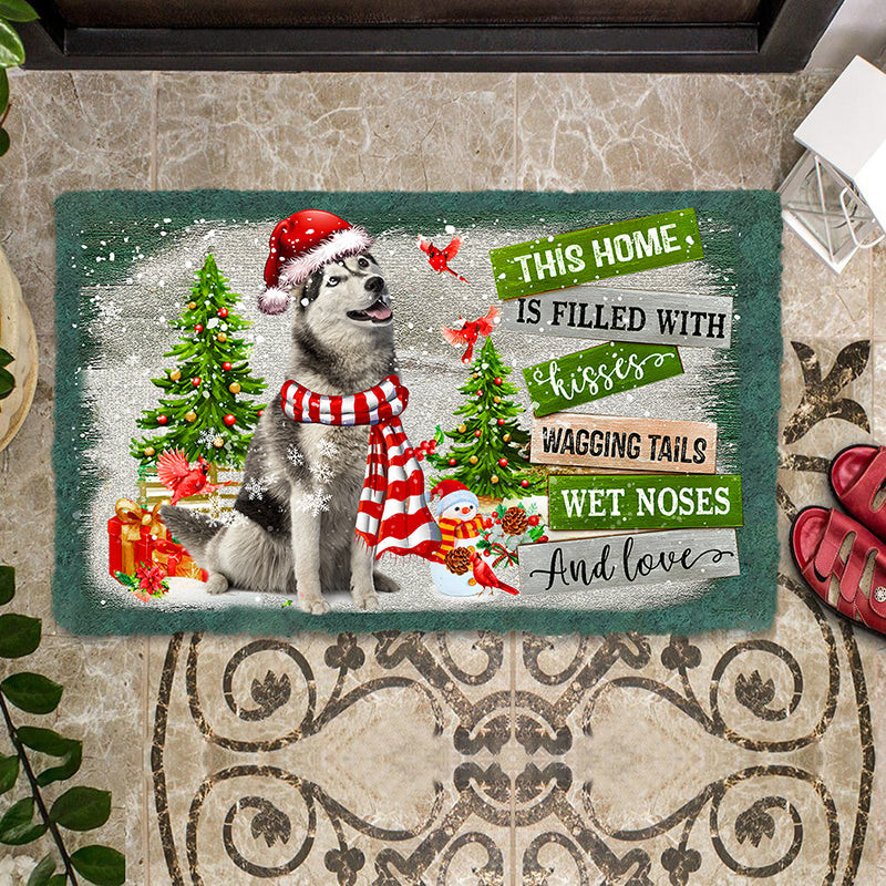 This Home Is Filled With Kisses Husky Doormat Front Door Decor Husky Dog Lover Gifts