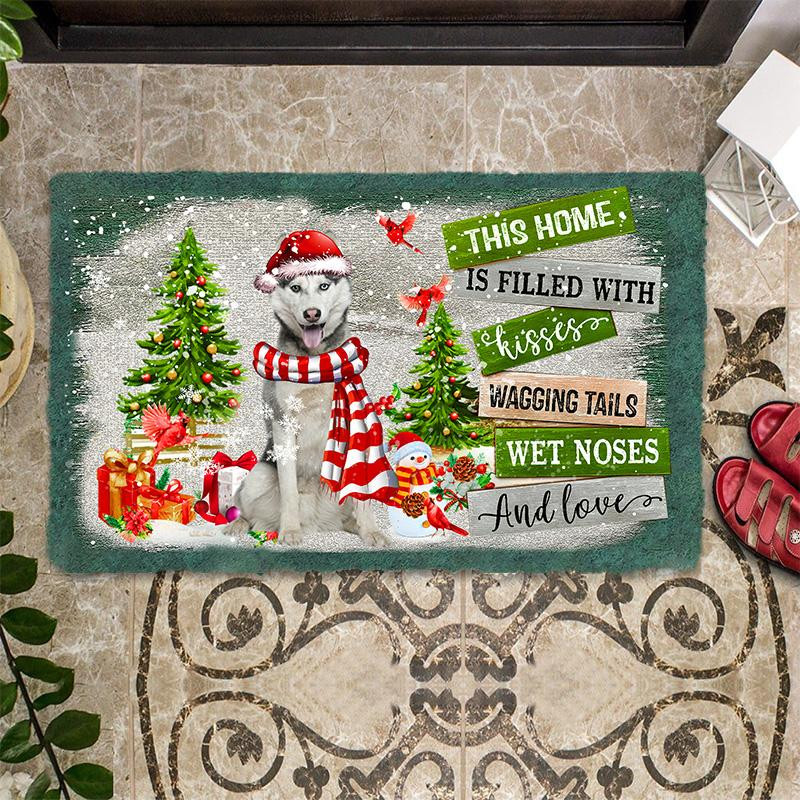 This Home Is Filled With Kisses Husky Doormat Front Door Decor Ideas Husky Christmas Presents
