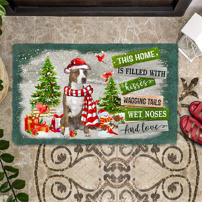 This Home Is Filled With Kisses Pitbull Doormat Entryway Decor Best Presents For Dog Owners