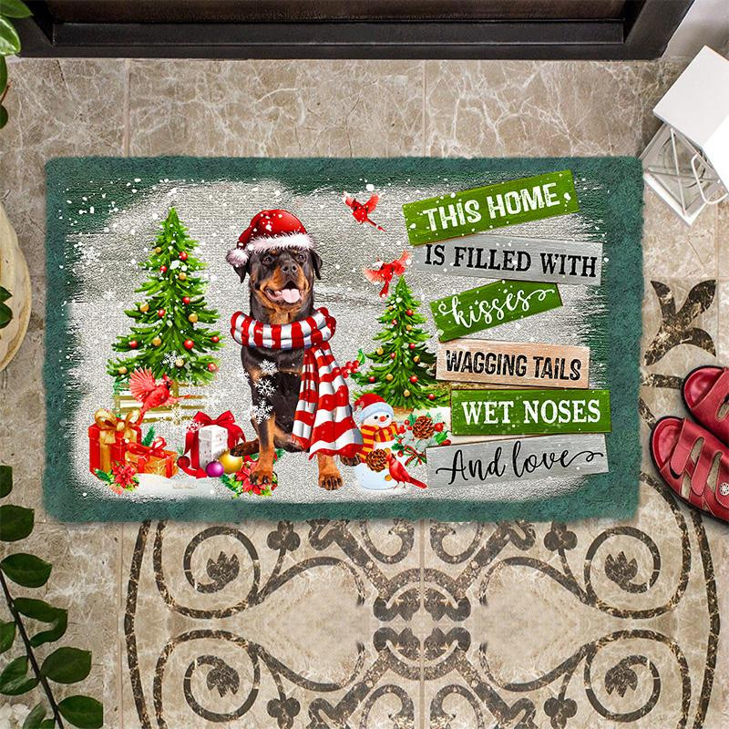 This Home Is Filled With Kisses Rottweiler Doormat Front Door Decor Rottweiler Christmas Gifts