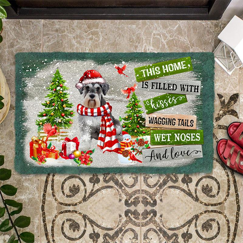 This Home Is Filled With Kisses Schnauzer Doormat Entryway Decor Dog Lover Gifts For Him Her
