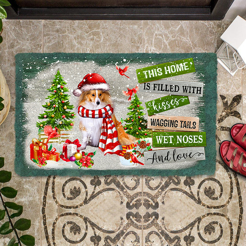 This Home Is Filled With Kisses Shetland Sheepdog Sheltie Doormat Gift Idea For Dog Pet Lovers