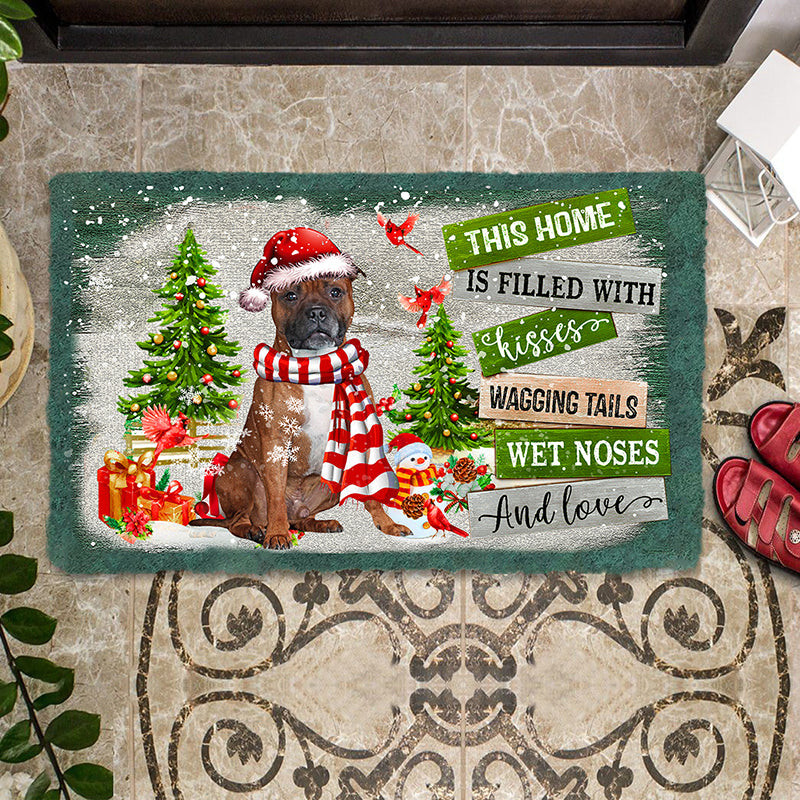 This Home Is Filled With Kisses Staffordshire Bull Terrier Staffy Door Mat Gifts For Dog Lovers