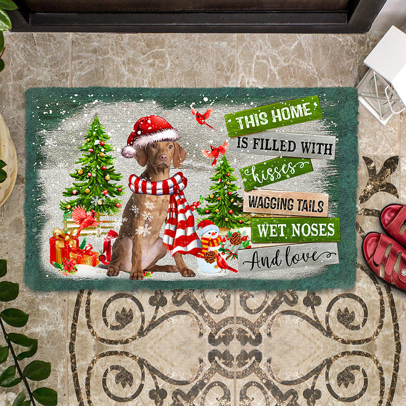 This Home Is Filled With Kisses Vizsla Doormat Front Door Decor Christmas Gifts For Dog Owners