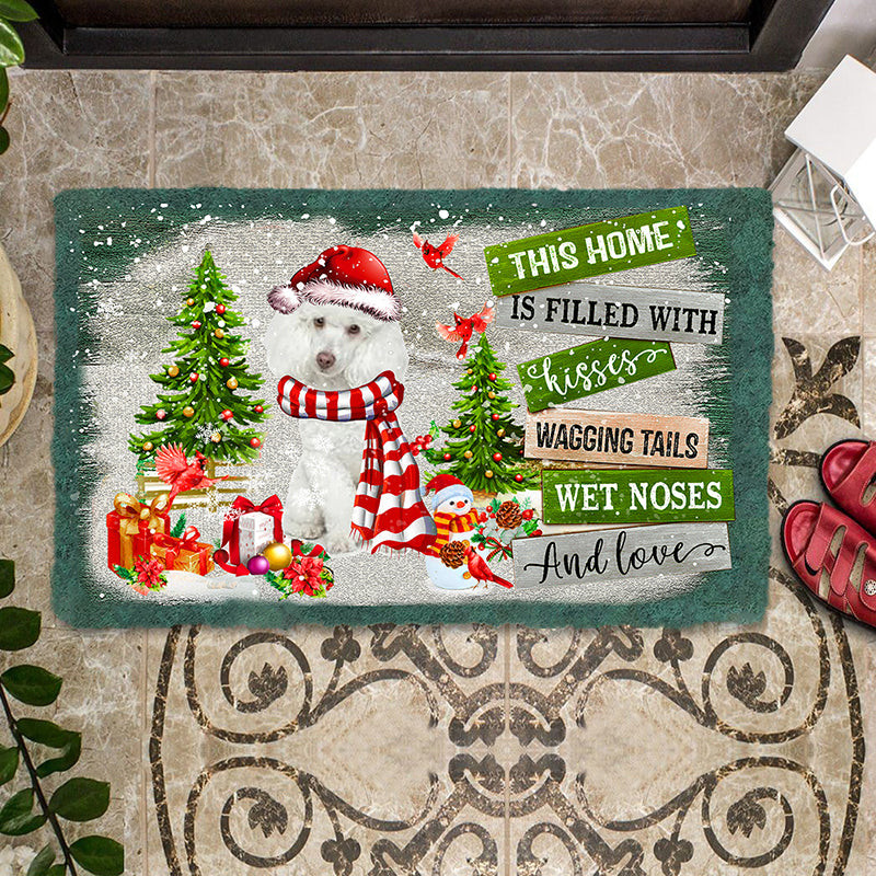 This Home Is Filled With Kisses White Poodle Doormat Pet Door Mat Poodle Christmas Gifts