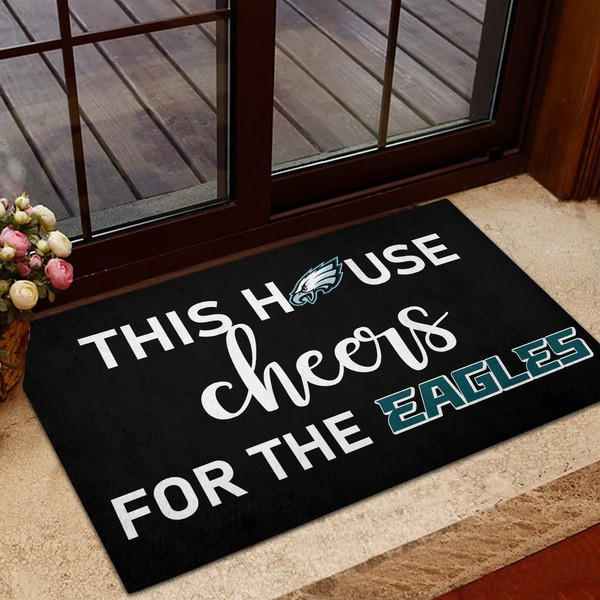 This House Cheers For The Eagles Doormat Philadelphia Eagles Champions Merch Fan Gifts