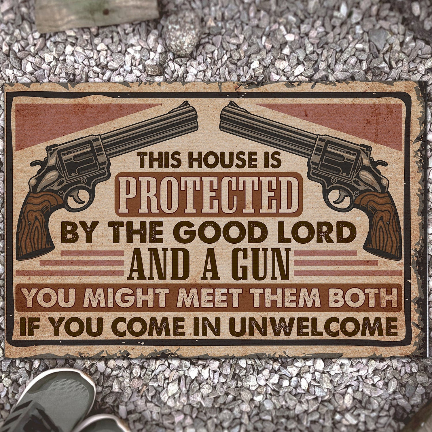 This House Is Protected By The Good Lord And A Gun Doormat Entryway Decor Xmas Gifts For Family
