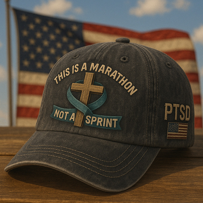 This Is A Marathon Not A Sprint Hat PTSD Awareness Cap Best Gifts For Military