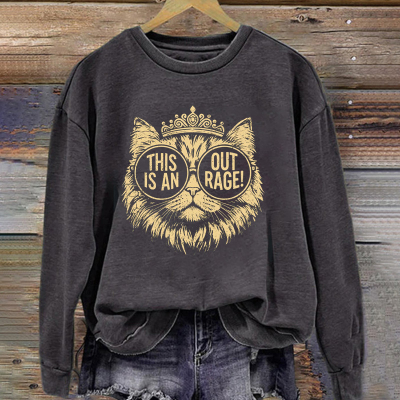 This Is An Outrage Sweatshirt Damnit Donut Clothing Sassy Cat Gift