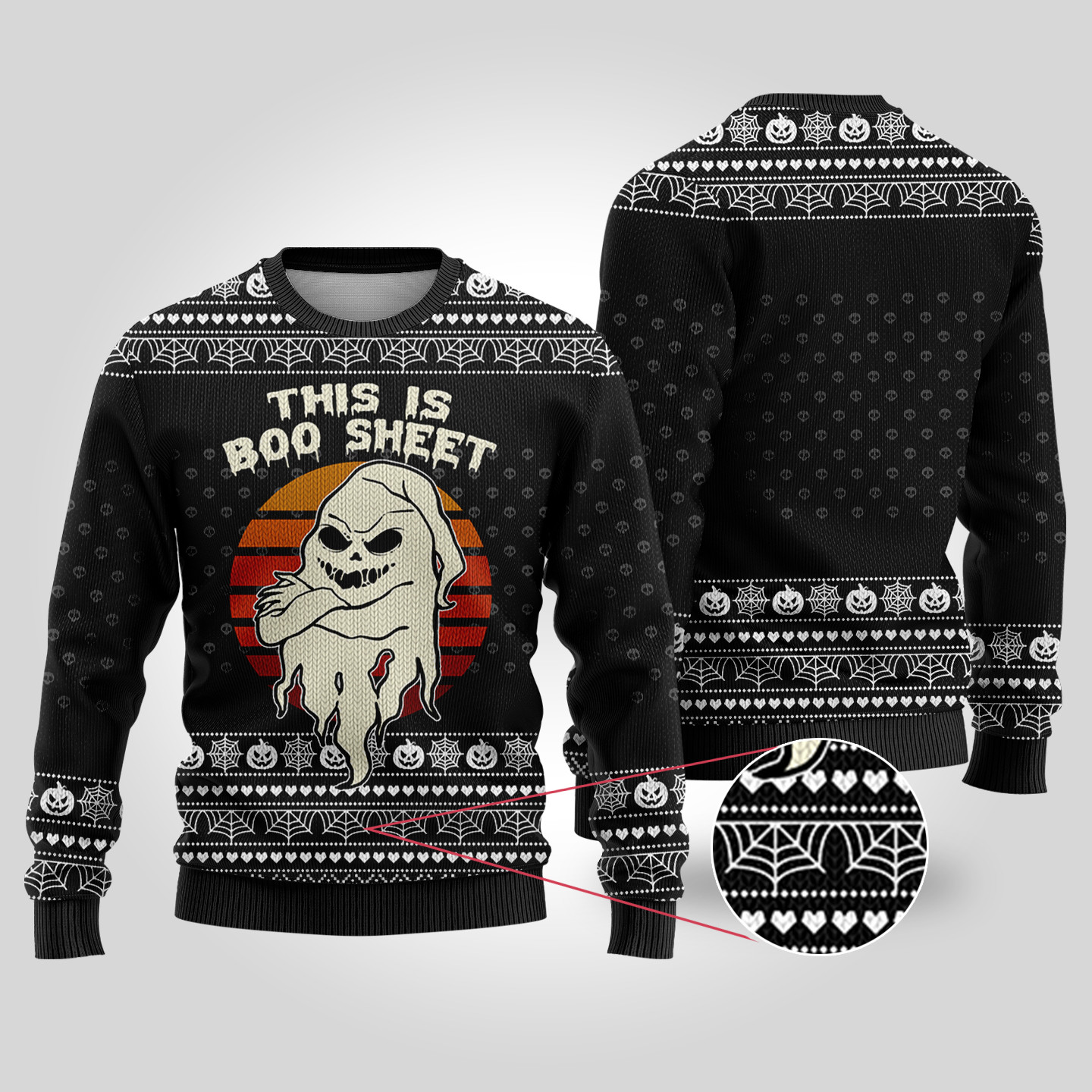 This Is Boo Sheet Ugly Halloween Sweater Black Stylish Winter Sweatshirt for Everyday Wear
