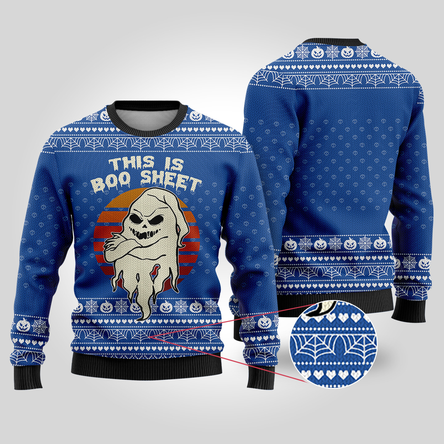 This Is Boo Sheet Ugly Halloween Sweater Royal Cozy Christmas Sweater for Holiday Season