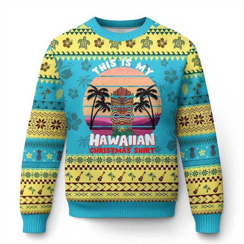 This Is My Hawaiian Christmas Shirt Ugly Sweater Tropical Jumper Summer Vacation Xmas Gift