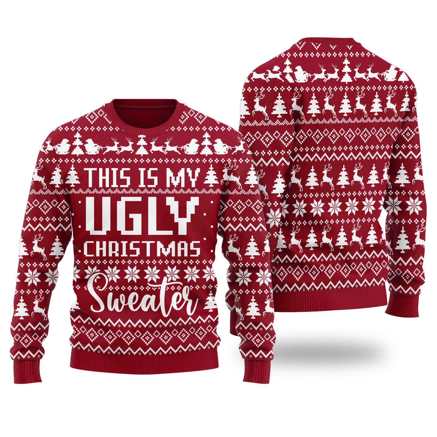 This Is My Ugly Christmas Sweater Funny Xmas Sweater Cardinal Red Funny Holiday Sweater for Family Gatherings