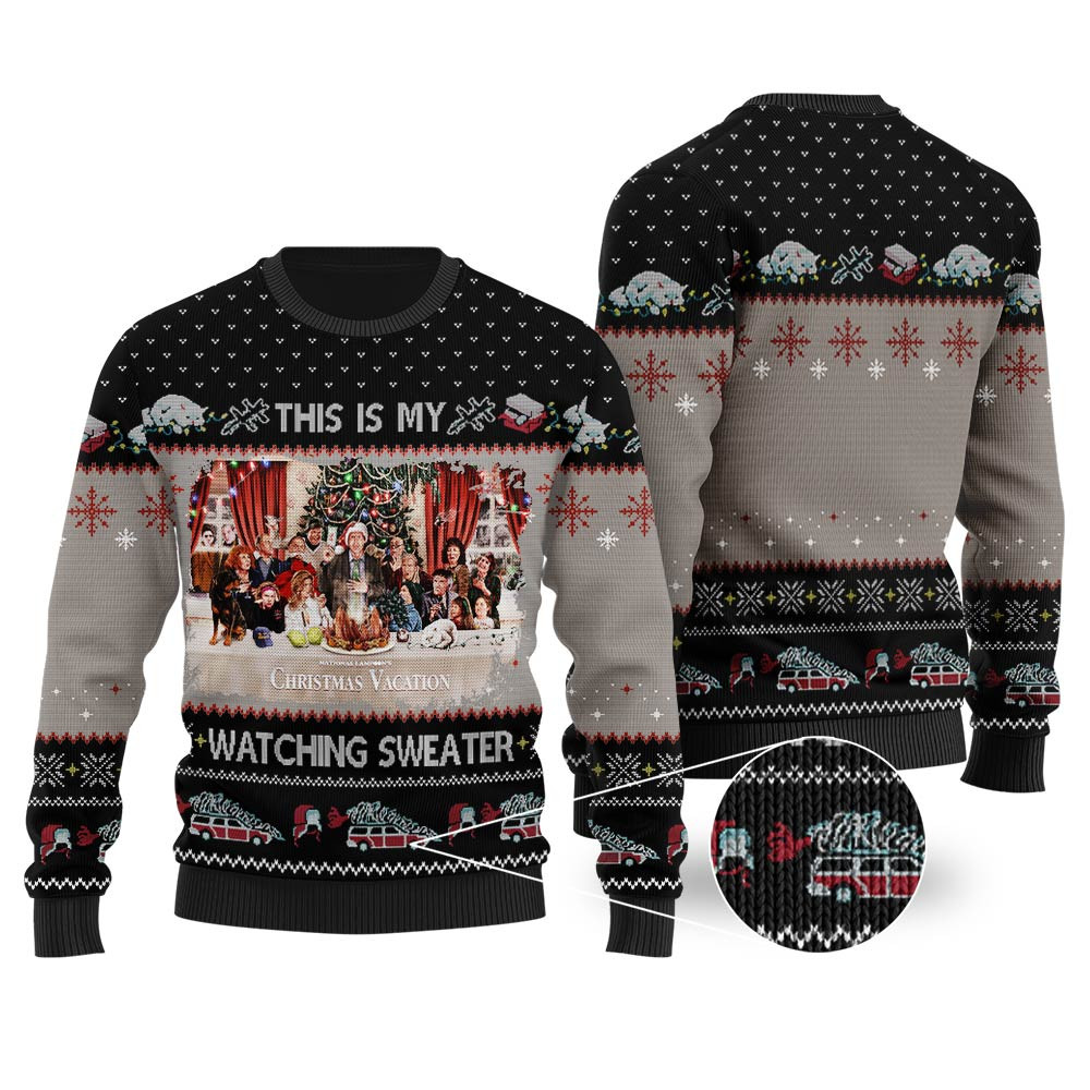This Is My Watching Christmas Sweater Black Comfortable Holiday Sweater for Chilly Nights