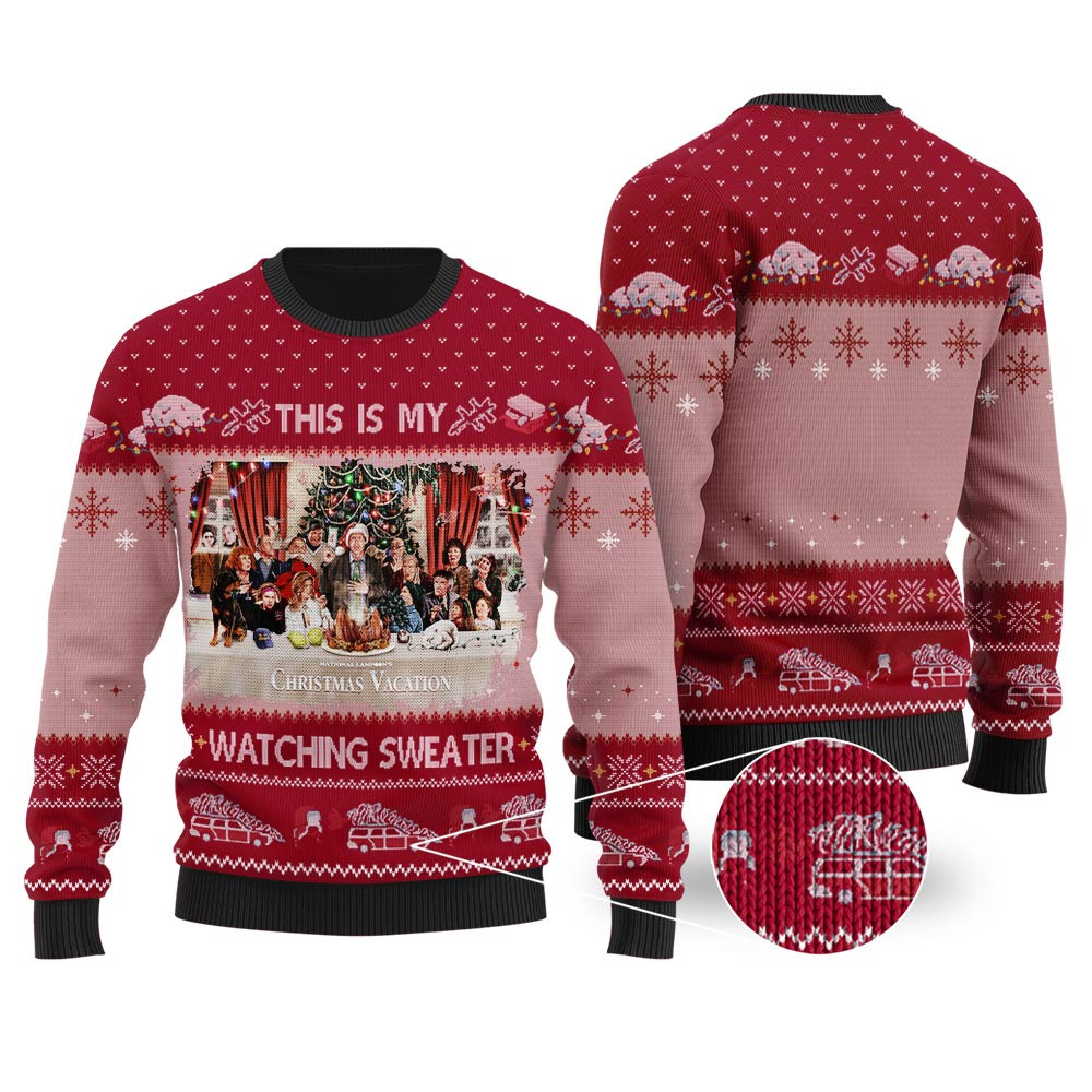 This Is My Watching Christmas Sweater Cardinal Red Perfect Holiday Gift Merch for Sweater Lovers