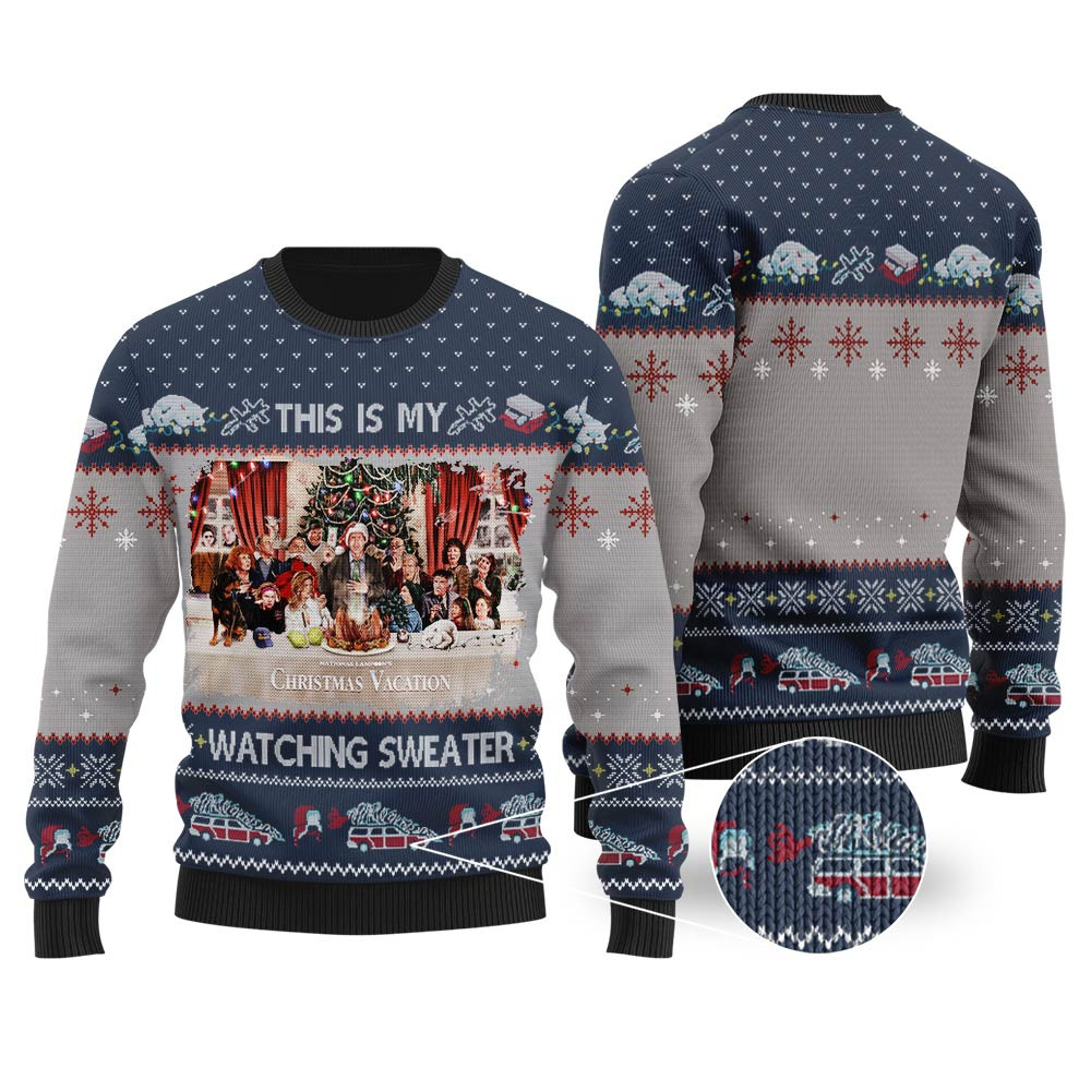 This Is My Watching Christmas Sweater Navy Funny Holiday Sweater for Family Gatherings