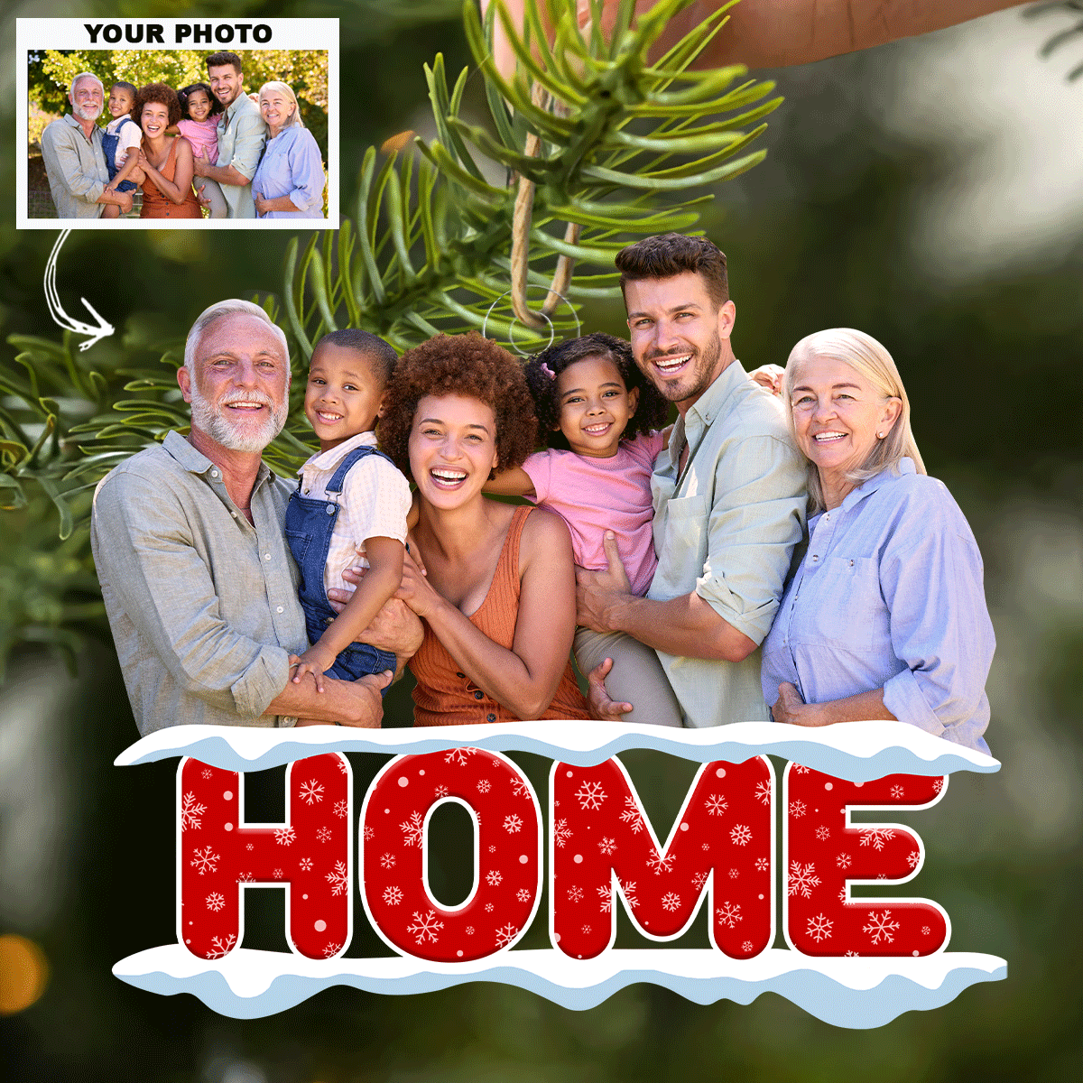 This Is Our Home Personalized Photo Mica Ornament Christmas Gift For Family Members Up