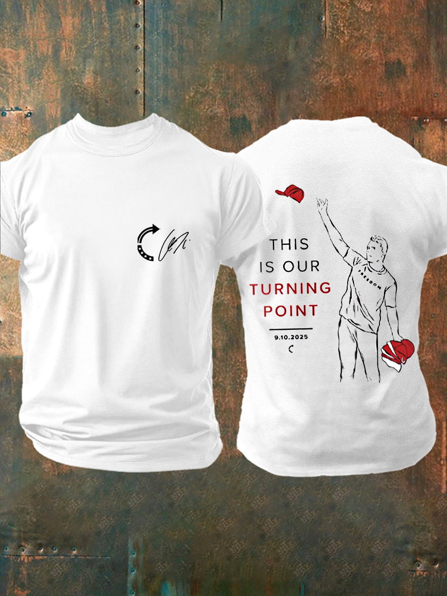 This Is Our Turning Point Charlie Kirk Commemorative T Shirt White Charlie Kirk Merch Store