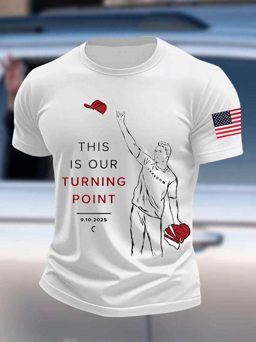 This Is Our Turning Point Charlie Kirk Commemorative T Shirt White Turning Point Usa Merch