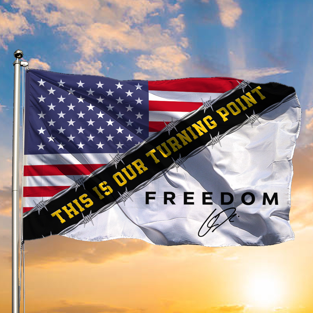 This Is Our Turning Point Charlie Kirk Flag Freedom Merch Signed Gifts For Outdoor Decor