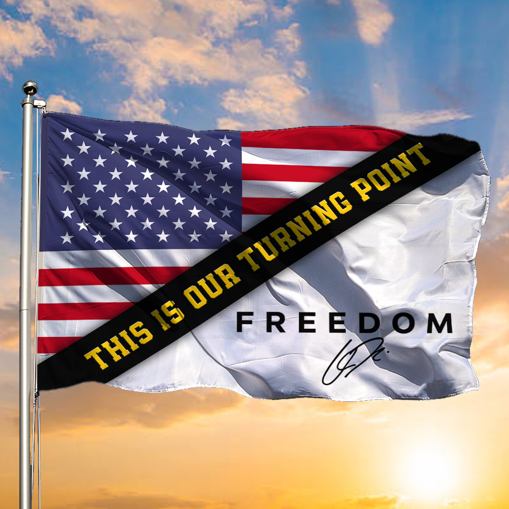 This Is Our Turning Point Charlie Kirk Flag Freedom Merch Signed Outdoor Decor Gifts