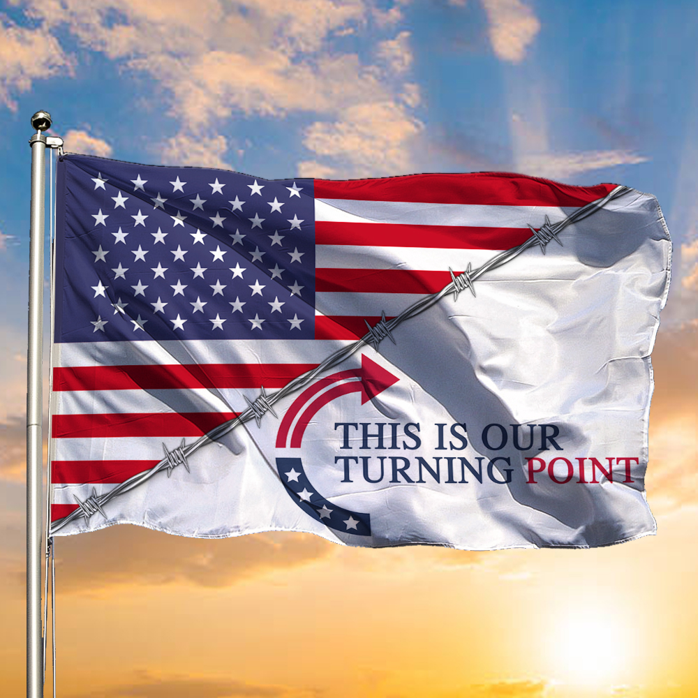 This Is Our Turning Point Charlie Kirk Flag TPUSA Merch Charlie Kirk Gifts For Outdoor Decor