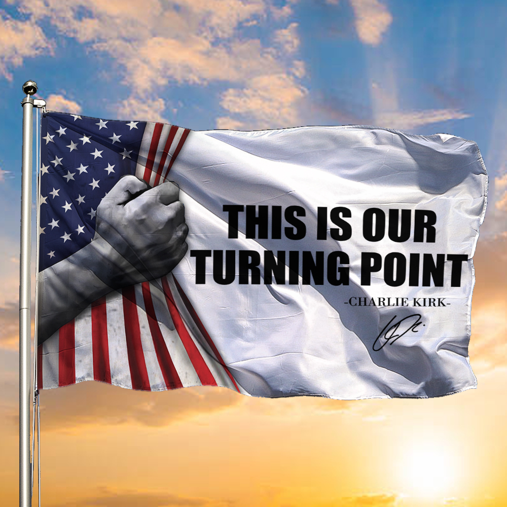 This Is Our Turning Point Charlie Kirk Flag TPUSA Merch Charlie Kirk Signed Decor Gifts