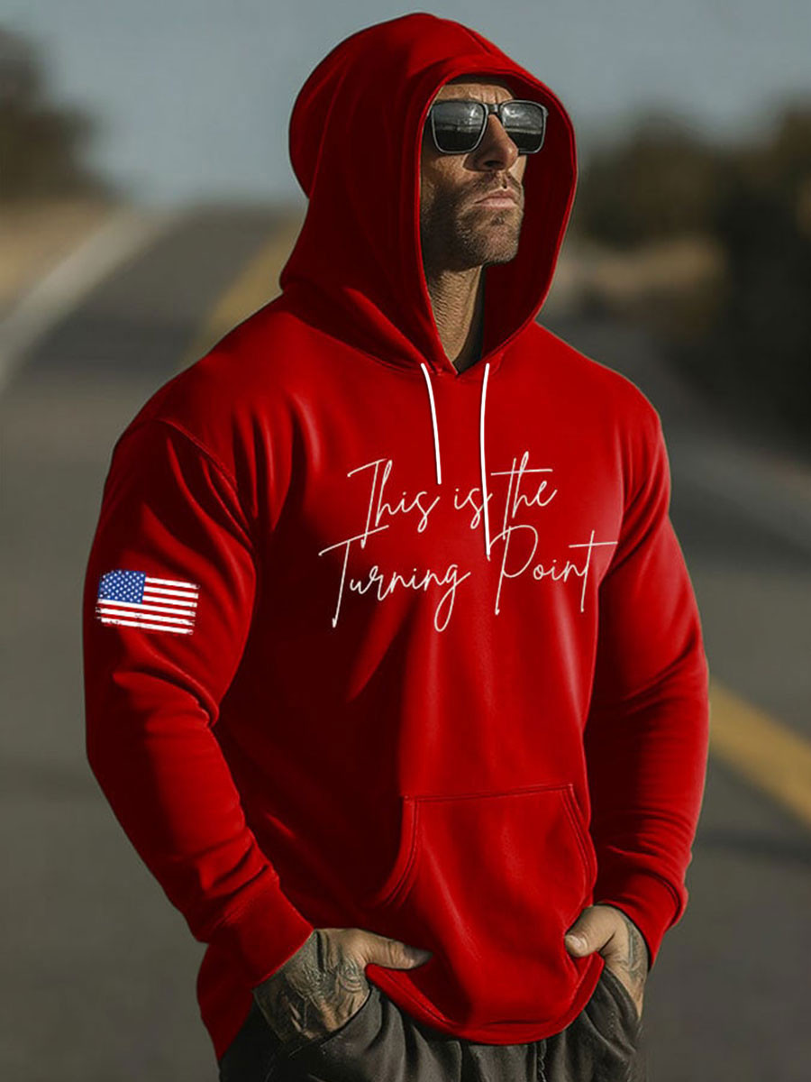 This Is The Turning Point Oversized Drop Shoulder Hoodie With Pockets Red Charlie Kirk American Merch