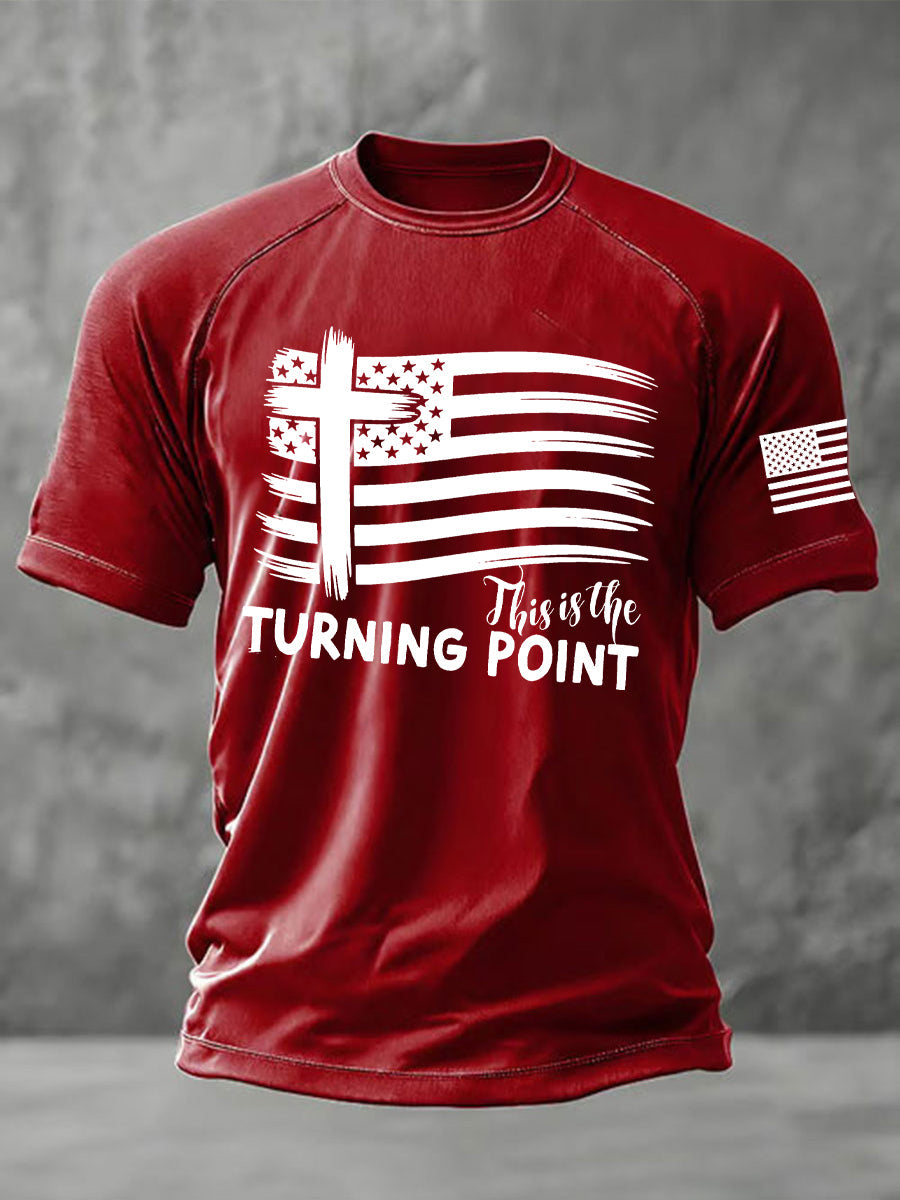 This Is The Turning Point Printed Casual Short Sleeves T Shirt Red The Charlie Kirk Show Merch