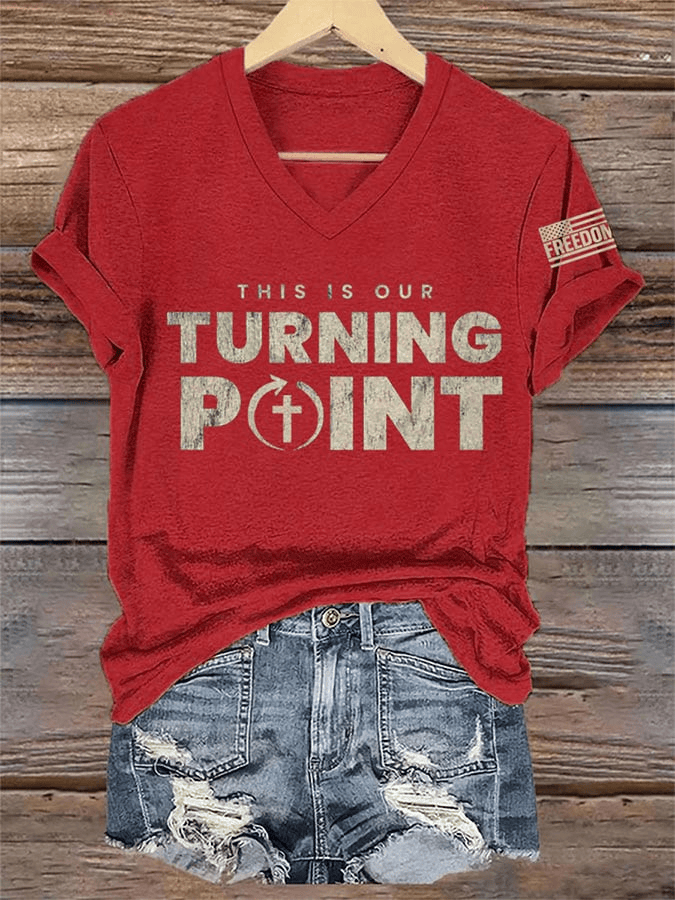 This Is The Turning Point V-neck Shirt Charlie Kirk Freedom Shirts Turning Point USA Merch