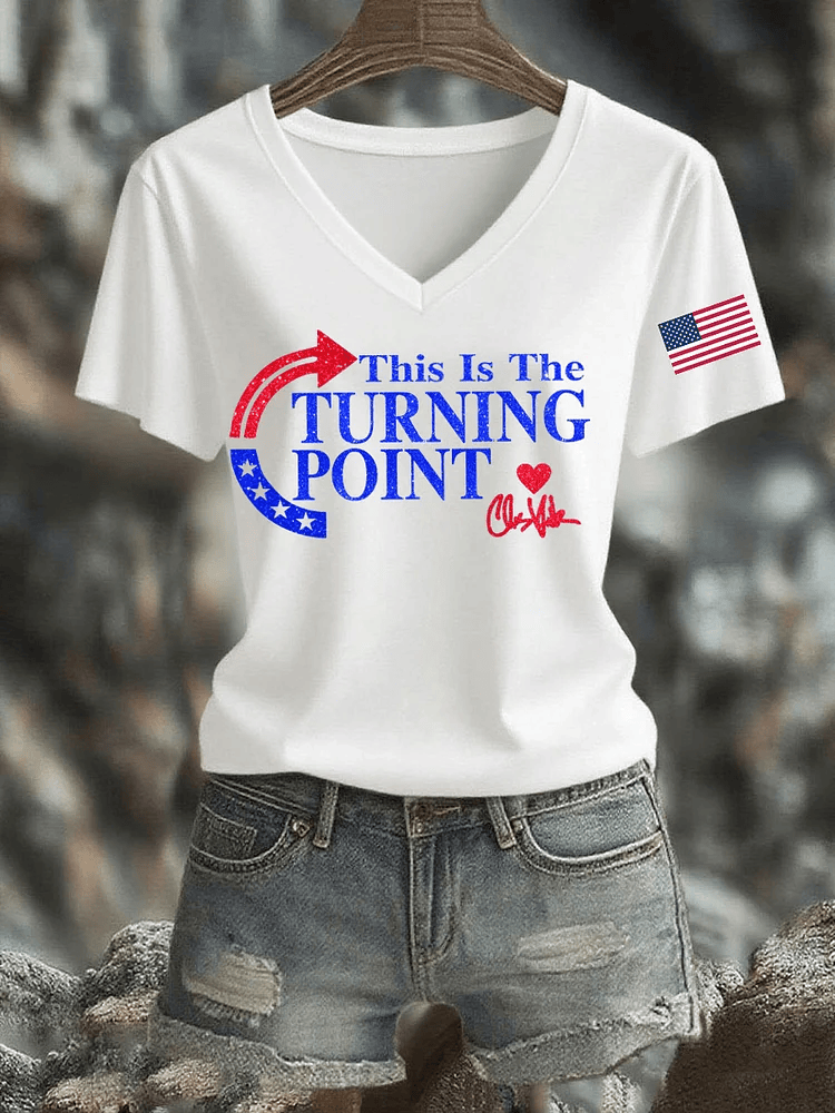 This Is The Turning Point V-neck Shirt Freedom Tee Shirts TPUSA Merch Gift for Her