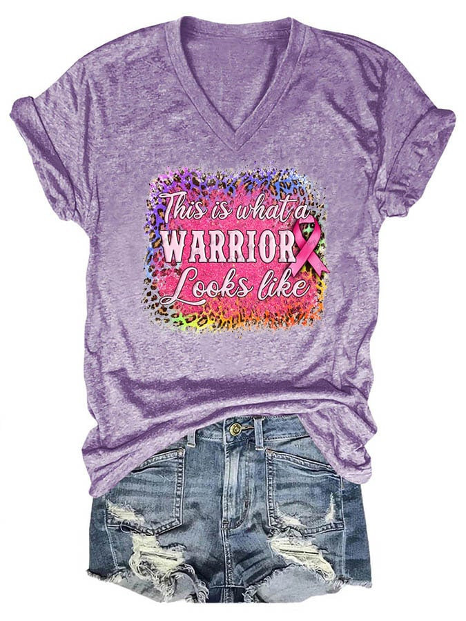 This Is What A Warrior Looks Like V-Neck Shirt Breast Cancer Awareness Shirt Good Gift Ideas