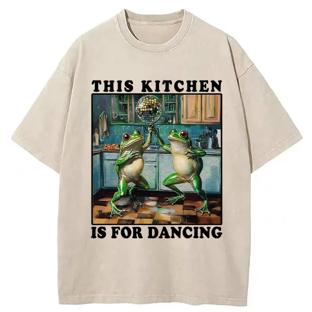 This Kitchen Is For Dancing Washed T-Shirt Casual Vintage Everyday Look Gifts For Best Friend This Kitchen Is For Dancing Washed T-Shirt Casual Vintage Everyday Look Gifts For Best Friend