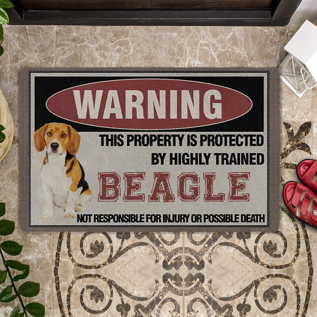 This Property Is Protected By Highly Trained Beagle Doormat Beagle Themed Gifts