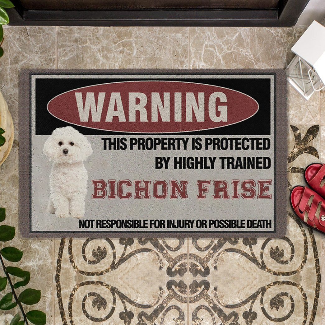 This Property Is Protected By Highly Trained Bichon Frise Doormat Christmas Ideas For Family