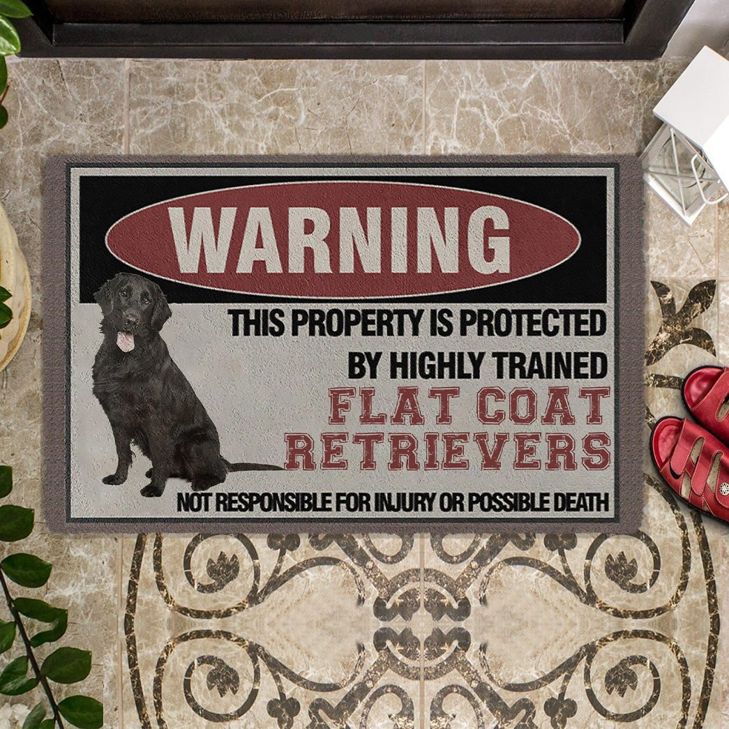 This Property Is Protected By Highly Trained Flat Coat Retriever Doormat Dog Lover Gifts For Him