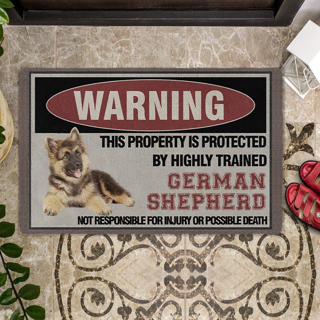 This Property Is Protected By Highly Trained German Shepherd Doormat Dog Themed Gifts
