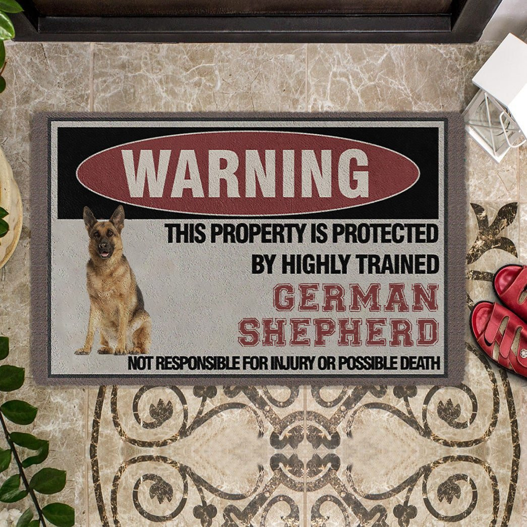 This Property Is Protected By Highly Trained German Shepherd Doormat Good Gifts Dog Lovers