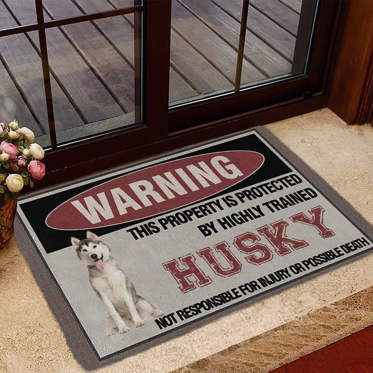 This Property Is Protected By Highly Trained Husky Doormat Cool Gifts For Pet Lovers