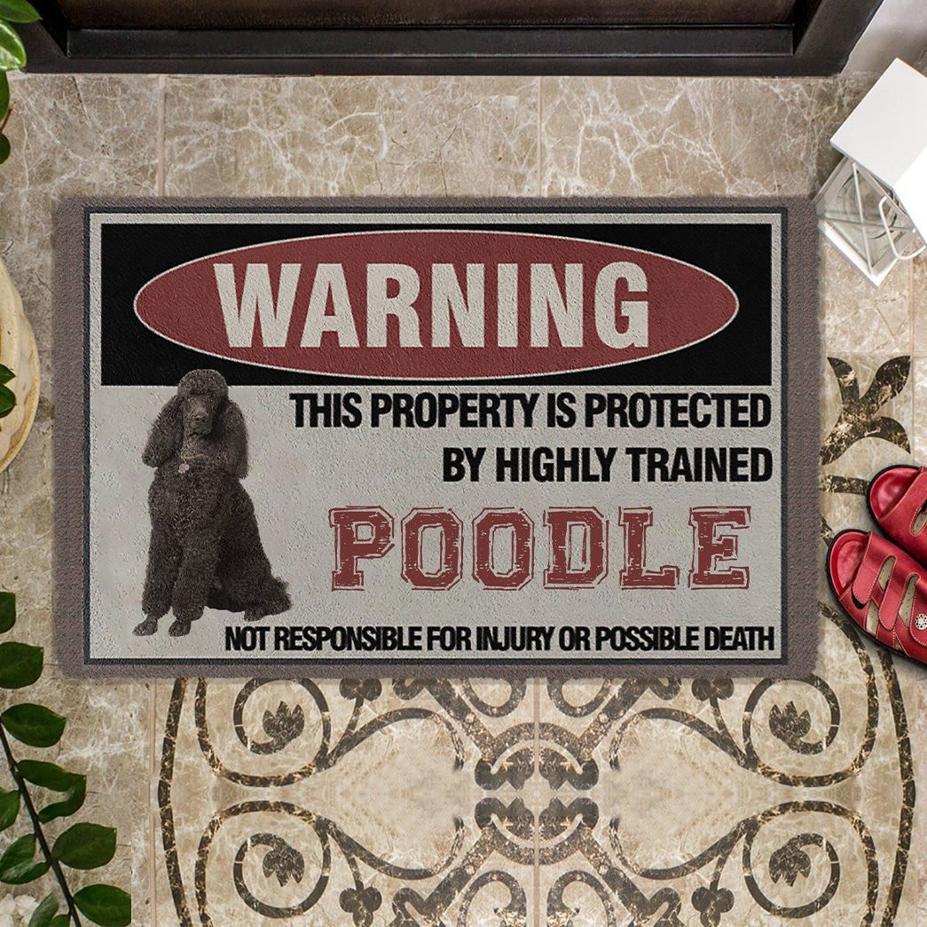This Property Is Protected By Highly Trained Poodle Doormat Xmas Gifts For Dog Owners