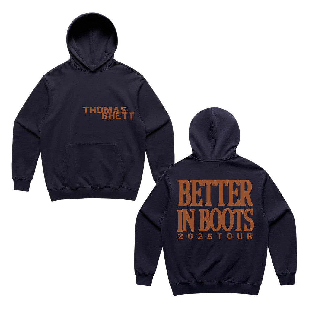 Thomas Rhett Merch Tour 2025 Better In Boots Hoodie Navy Music Lover Gifts For Him Thomas Rhett Merch Tour 2025 Better In Boots Hoodie Navy Music Lover Gifts For Him